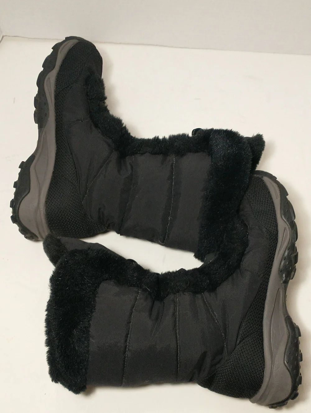 The North Face Nuptse Fur Winter Boots, Goose Down Insulation,Size 8, Black/Gray